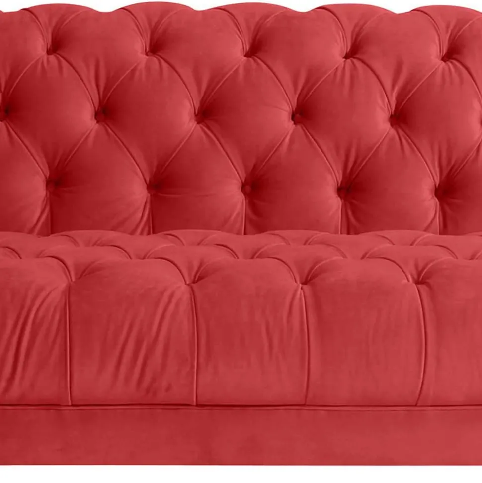 Design Dreisitzer aus Samtvelours in Rot - Rosanna