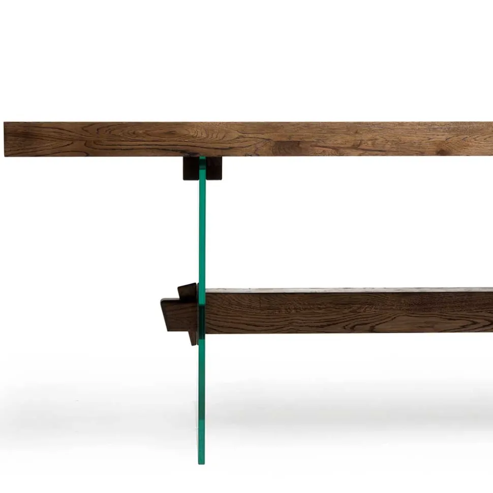 Design Eiche Esstisch mit Glas Gestell - Ventida