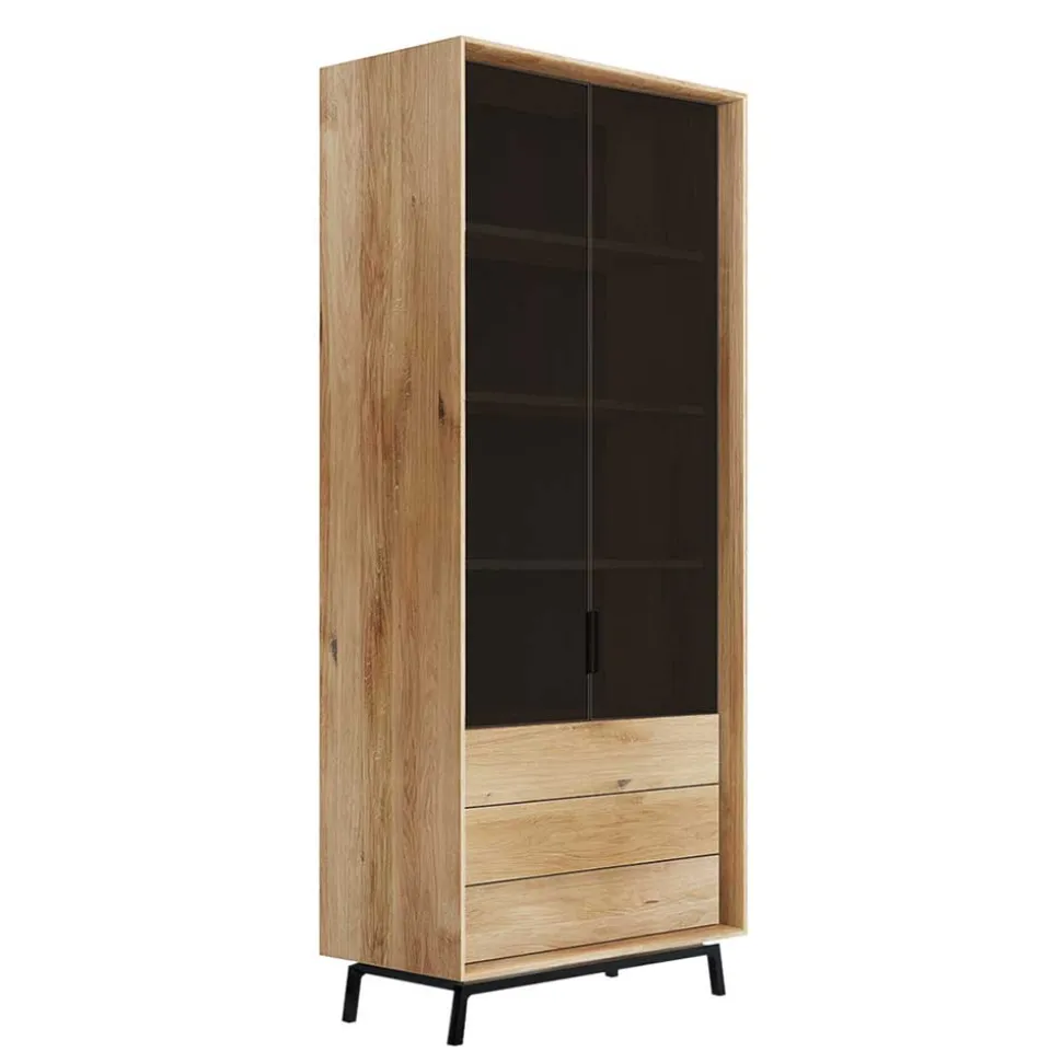 Design Eiche Schrank mit getönten Glastüren - Fabiella