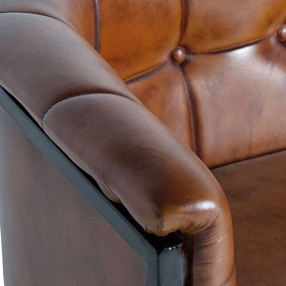 Design Esstischsofa in Cognac Braun Leder - Citrosca