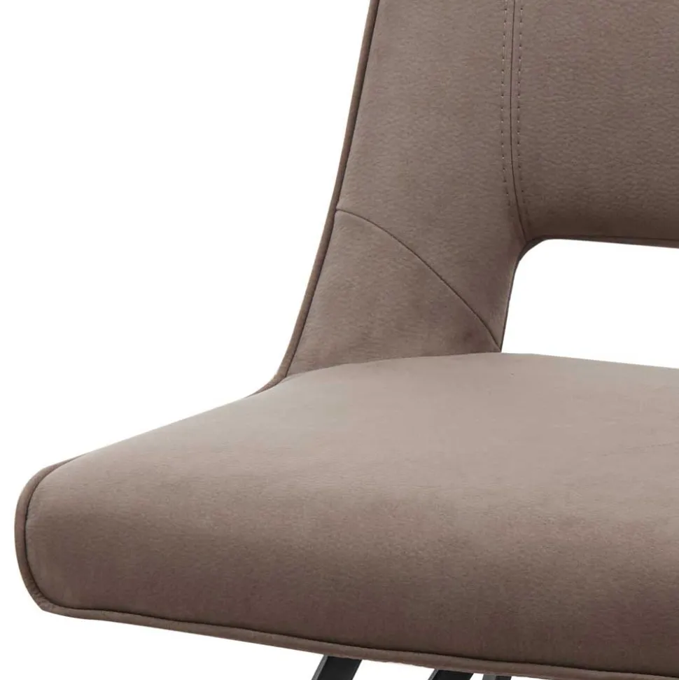 Design Esszimmerstuhl in Taupe Microfaser - Aloha (2er Set)