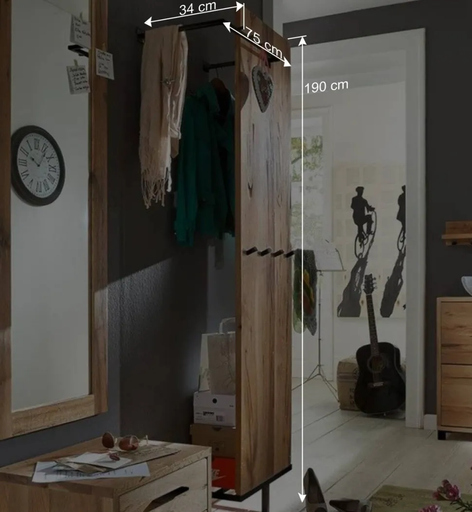 Design Garderobe aus Balkeneiche & Metall - Alsbetas
