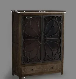 Design Highboard mit Glas Metalltüren - Everton
