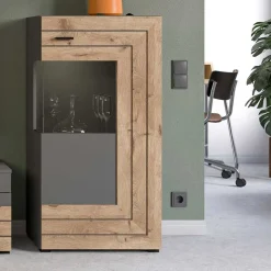Design Highboard mit Glas 60x117x37 cm - Scarlett