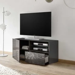 Design Hochglanz TV Element in Anthrazit - Ipatal