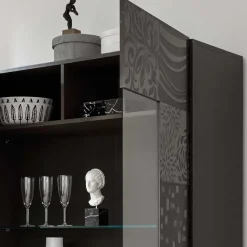 Design Hochglanz Vitrine in Anthrazit - Ipatal