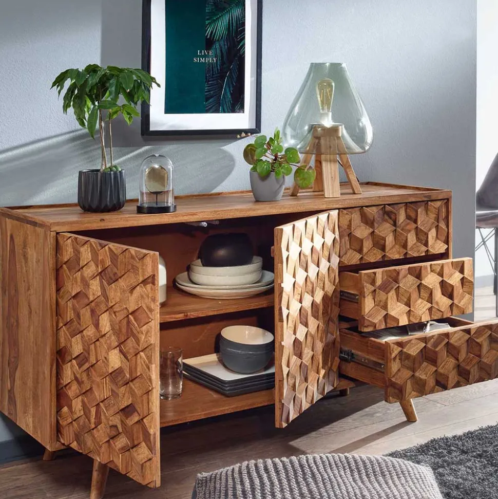 Design Kommode aus Sheesham Massivholz - Coroco