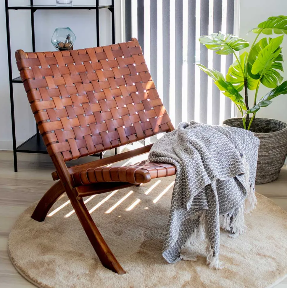 Design Lounge Stuhl aus Leder Geflecht - Maisu