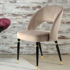 Design Polsterstühle in Taupe Samt - Vannah (2er Set)