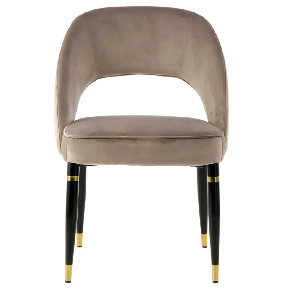 Design Polsterstühle in Taupe Samt - Vannah (2er Set)