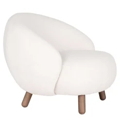 Design Sessel in Offwhite Lammfell Stoff - Tirol