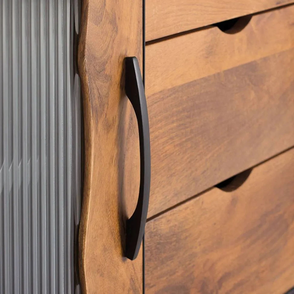 Design Sideboard aus Mangoholz und Metall - Aglia