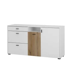 Design Sideboard in Mattweiß mit Wildeiche - Nenaloro