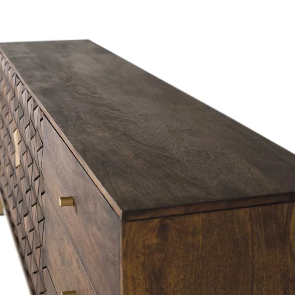 Design Sideboard in Walnussbraun und Gold - Feregato