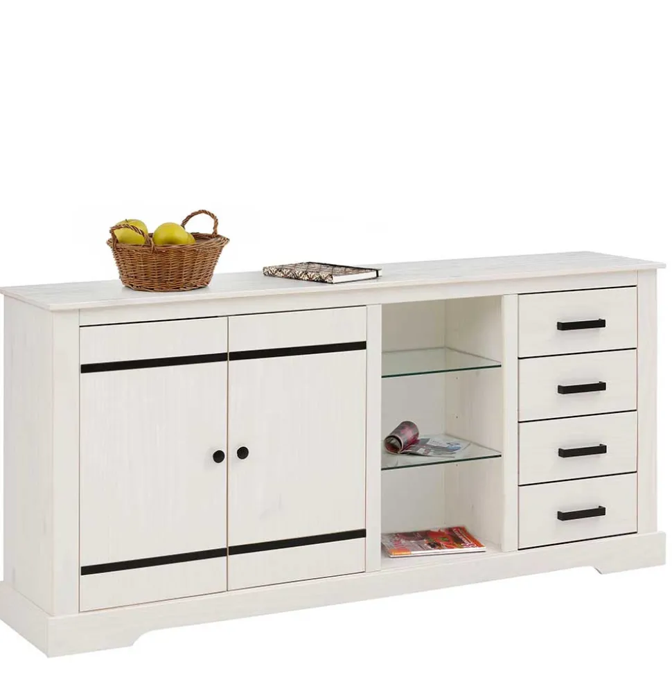 Design Sideboard in Weiß mit Schwarz - Manduza