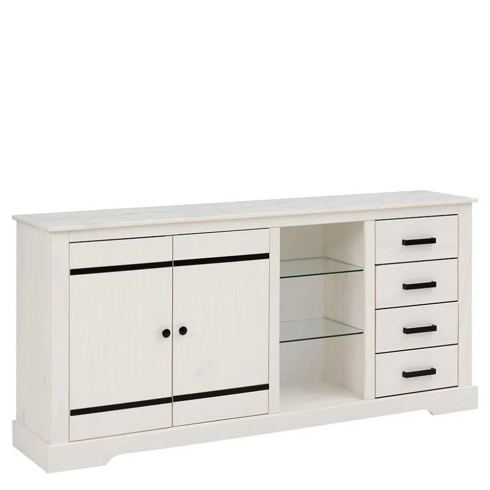 Design Sideboard in Weiß mit Schwarz - Manduza