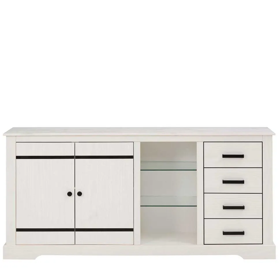 Design Sideboard in Weiß mit Schwarz - Manduza