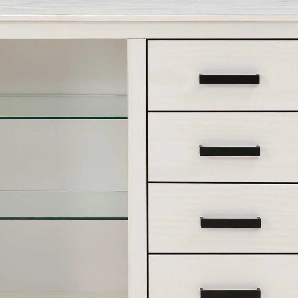 Design Sideboard in Weiß mit Schwarz - Manduza