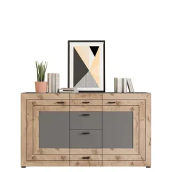 Design Sideboard in Wildeiche NB & Grau - Scarlett