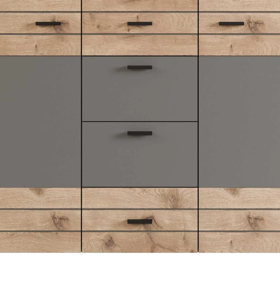 Design Sideboard in Wildeiche NB & Grau - Scarlett