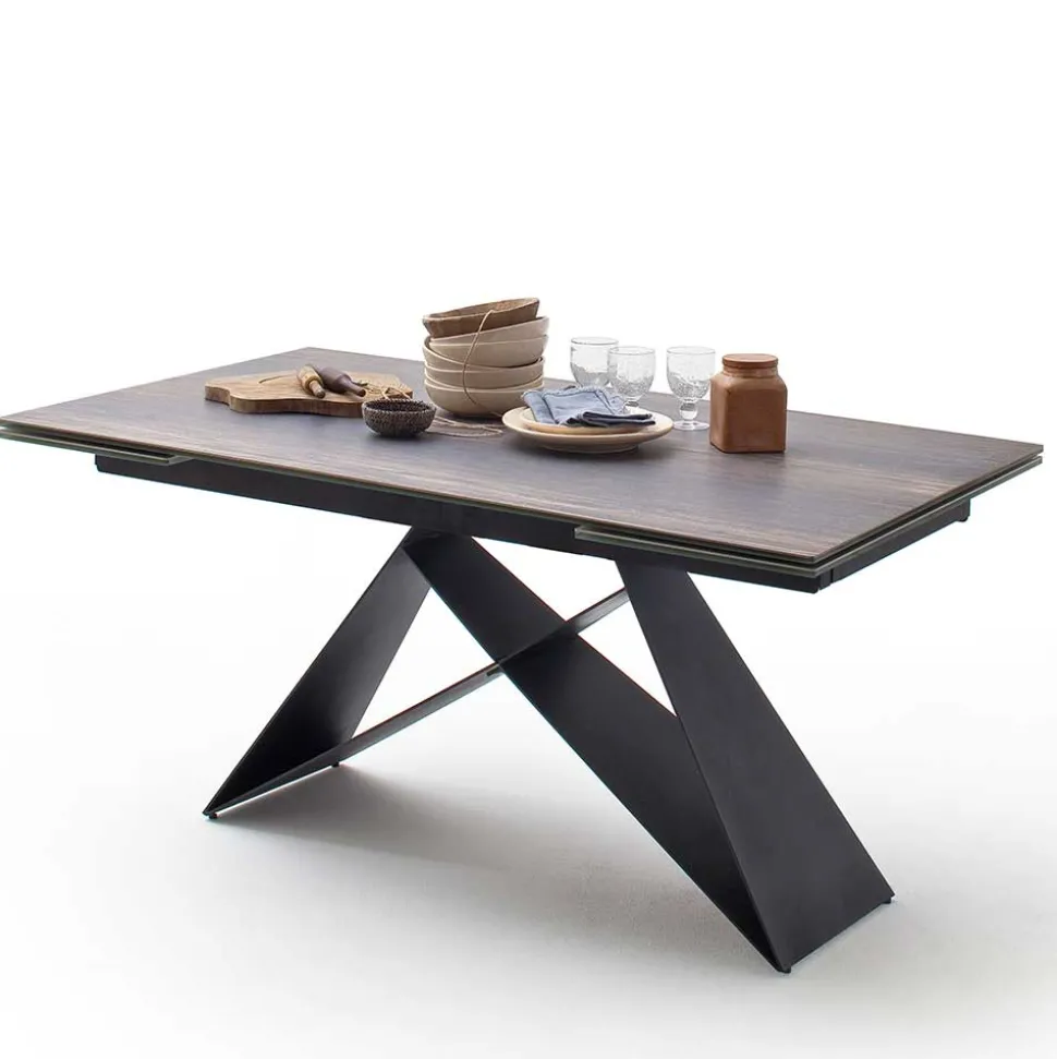 Design Tisch mit Keramikplatte Holz Optik - Cateyna