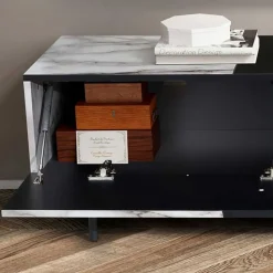 Design TV Board im Marmor Optik und Schwarz - Gumerus