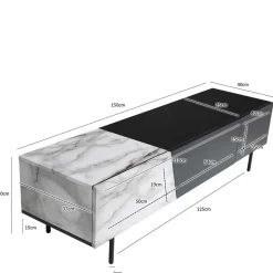 Design TV Board im Marmor Optik und Schwarz - Gumerus