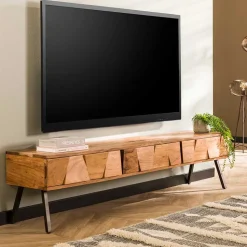 Design TV Tisch mit Schubladen aus Akazie - Tomya