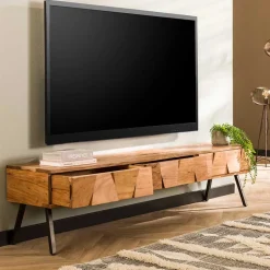 Design TV Tisch mit Schubladen aus Akazie - Tomya