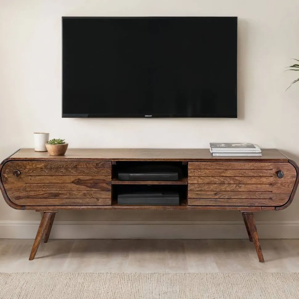 Design TV-Board aus Sheesham Massivholz - Polariso