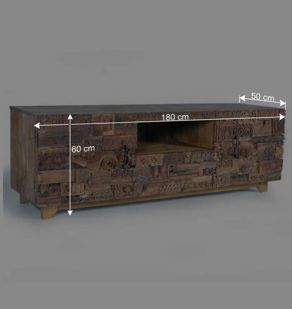 Design TV-Lowboard aus Mangoholz rustikal - Lacid