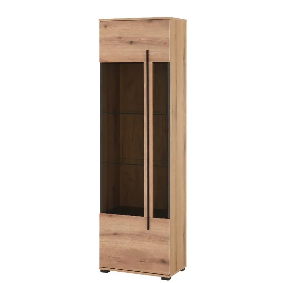 Design Vitrine in Holzoptik Eiche Natur - Brocus