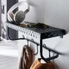 Design Wandgarderobe aus Metall in Schwarz - National