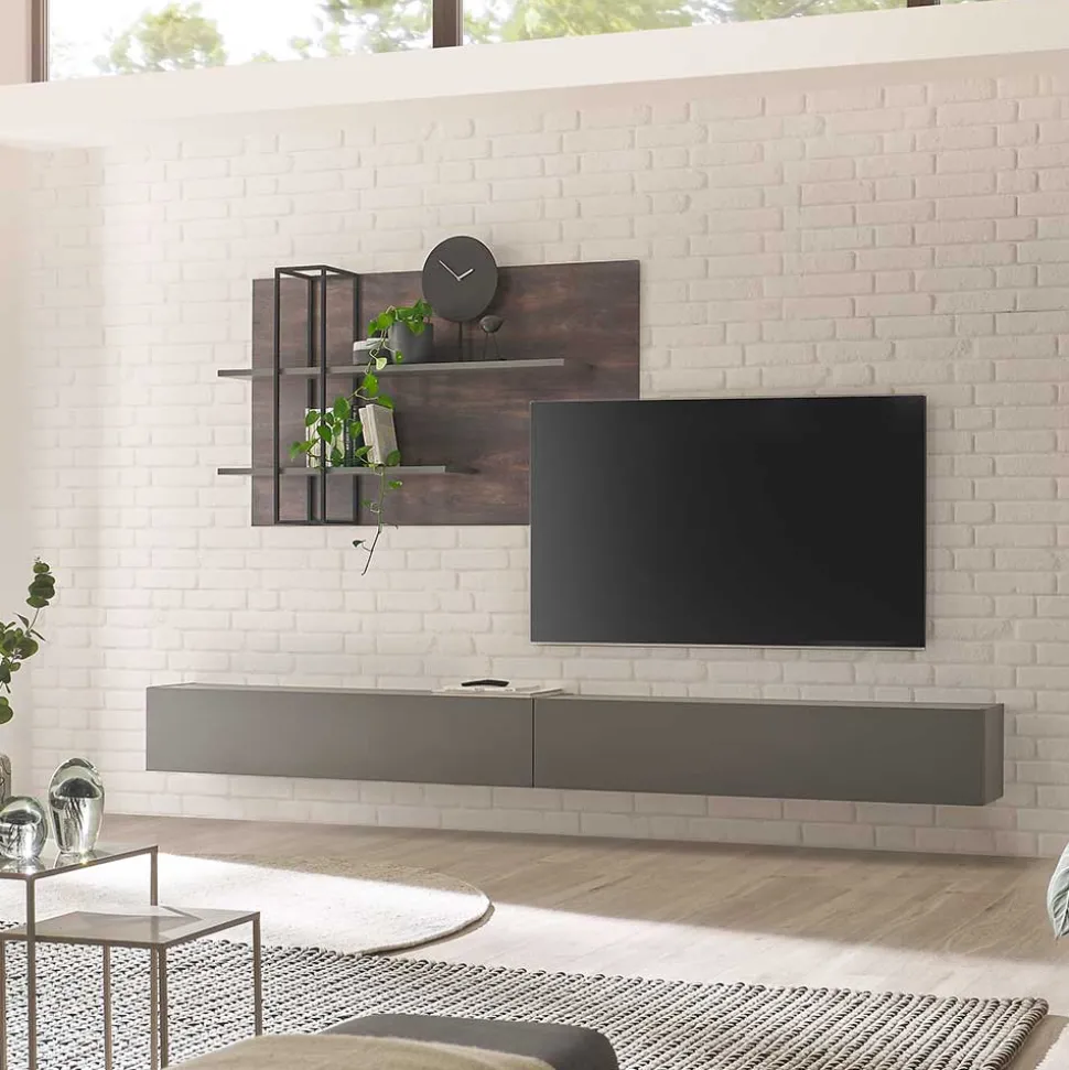 Design Wohnwand für die Wandmontage - Mundo (dreiteilig)