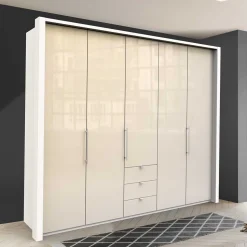 Designer Kleiderschrank mit Glasbeschichtung Creme - Zidarie