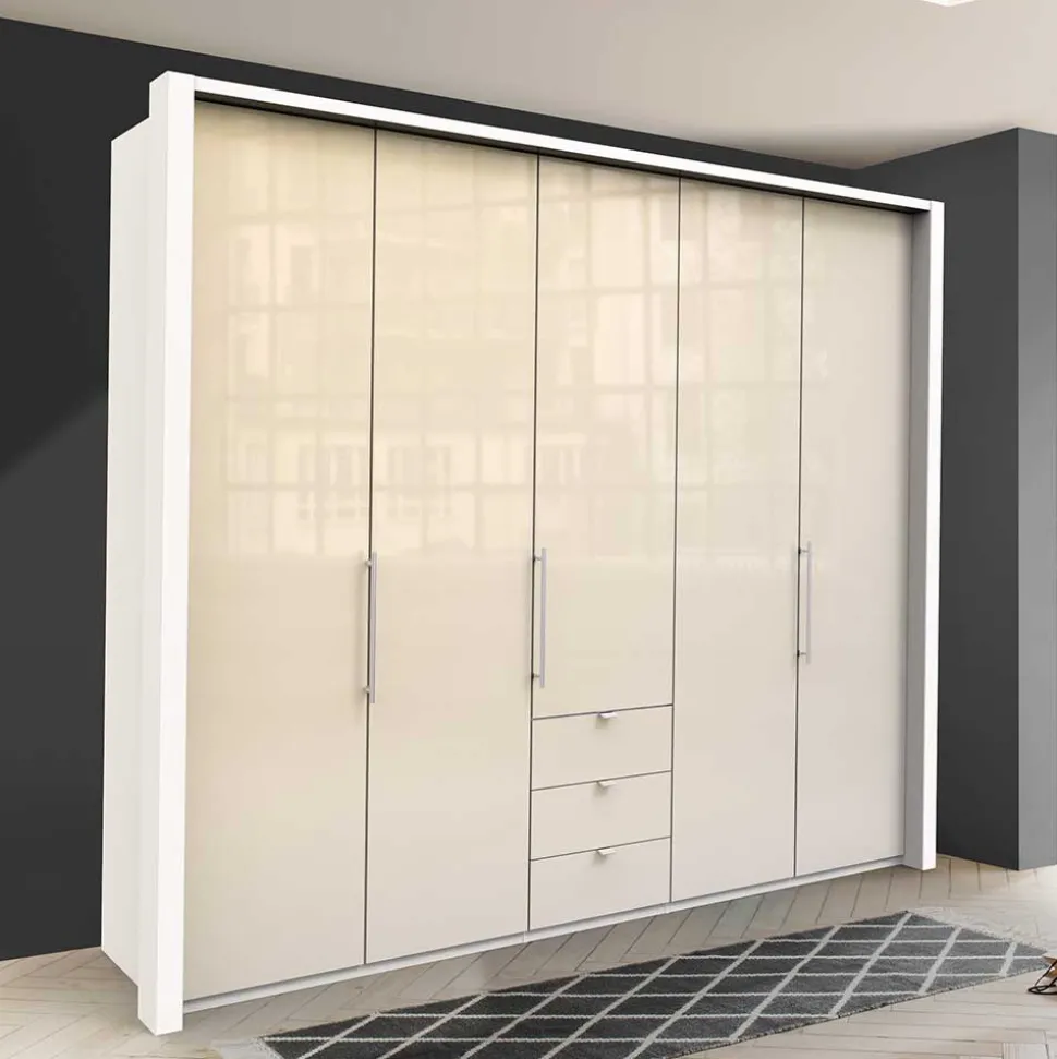 Designer Kleiderschrank mit Glasbeschichtung Creme - Zidarie