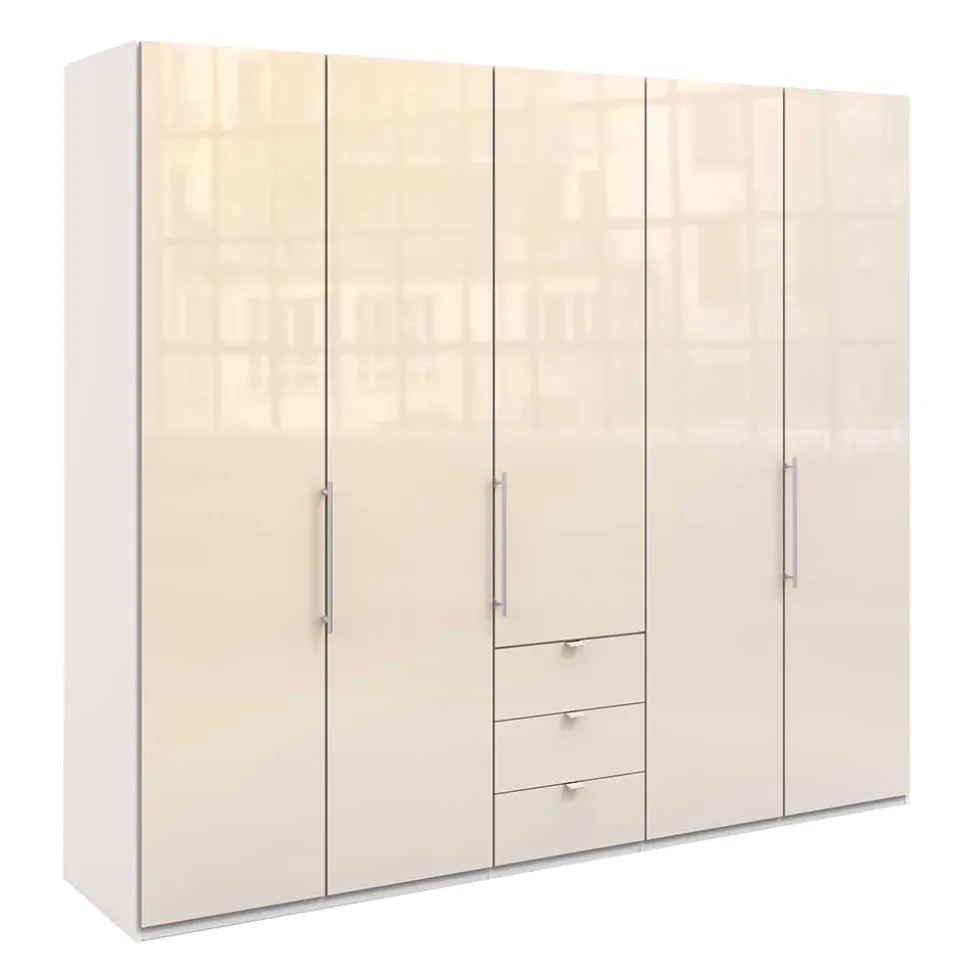 Designer Kleiderschrank mit Glasbeschichtung Creme - Zidarie