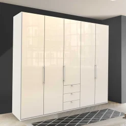 Designer Kleiderschrank mit Glasbeschichtung Creme - Zidarie