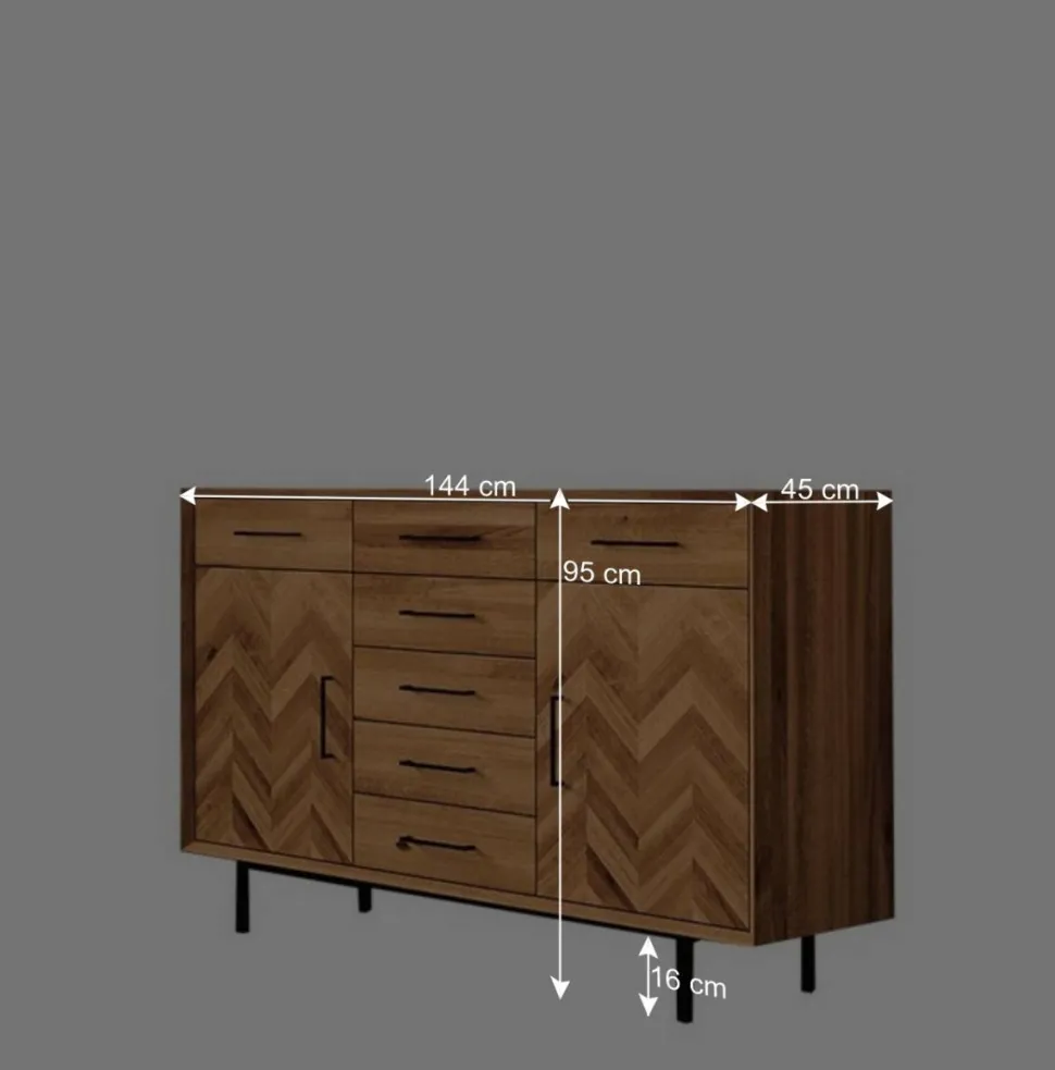 Designer Kommode aus Wildeiche & Stahl - Kerfa