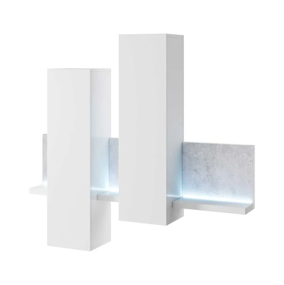 Designer TV Anbauwand in Betonoptik - Venatio (dreiteilig)