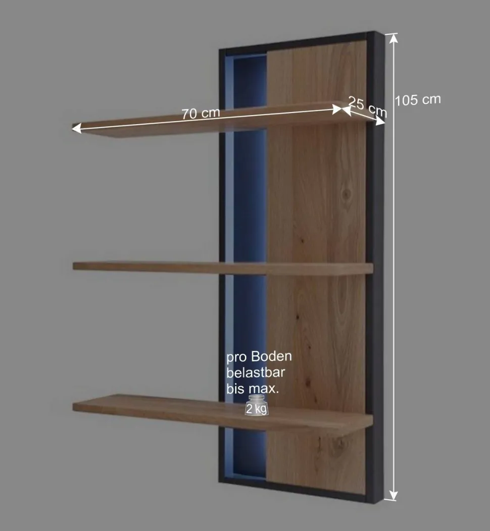 Designer Wohnwand aus Eiche - Assela (vierteilig)