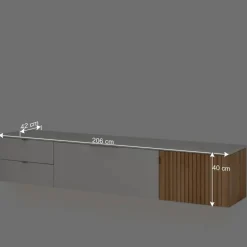 Designer Wohnwand Möbel 290 cm breit - Miloris (dreiteilig)