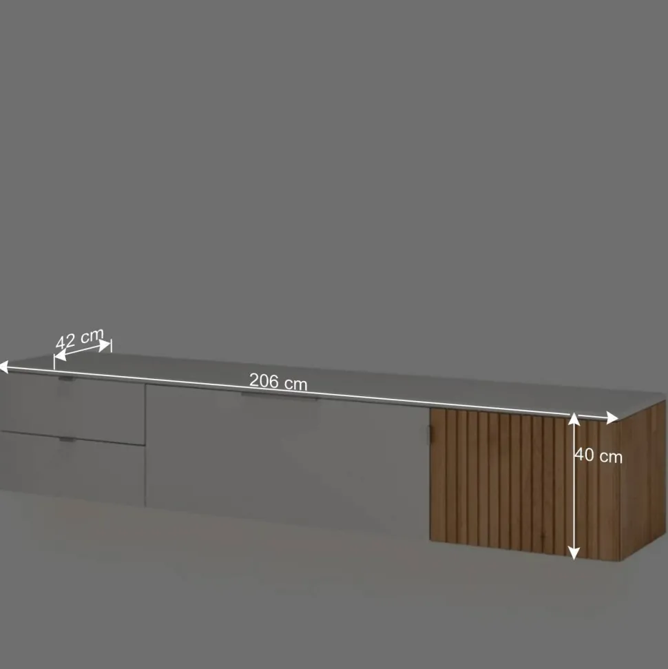 Designer Wohnwand Möbel 290 cm breit - Miloris (dreiteilig)