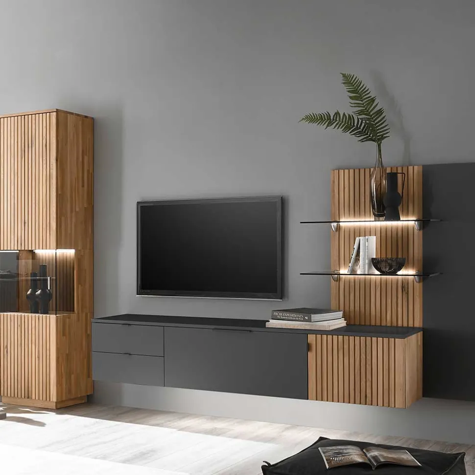 Designer Wohnwand Möbel mit LED - Cruzca (dreiteilig)