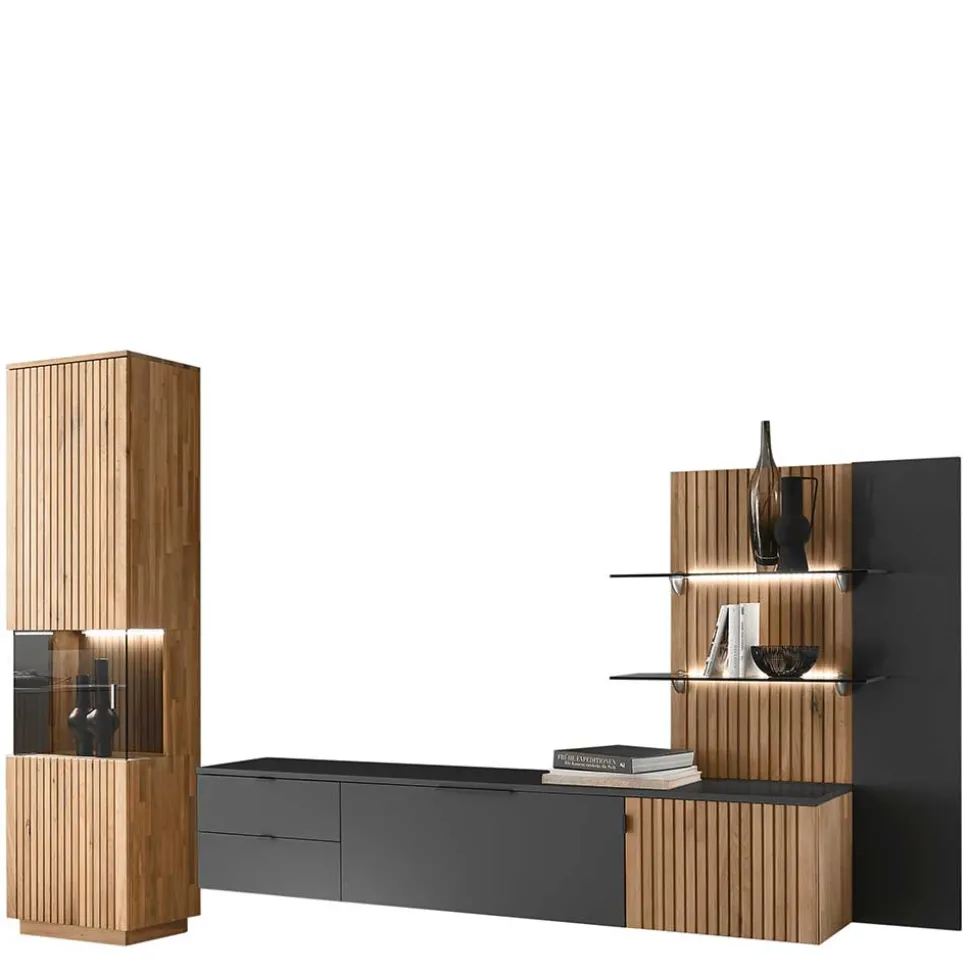 Designer Wohnwand Möbel mit LED - Cruzca (dreiteilig)
