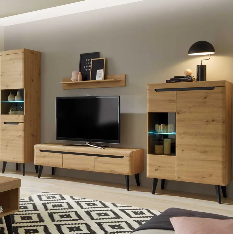 Designer Wohnwand Scandi Chic - Olcian (vierteilig)