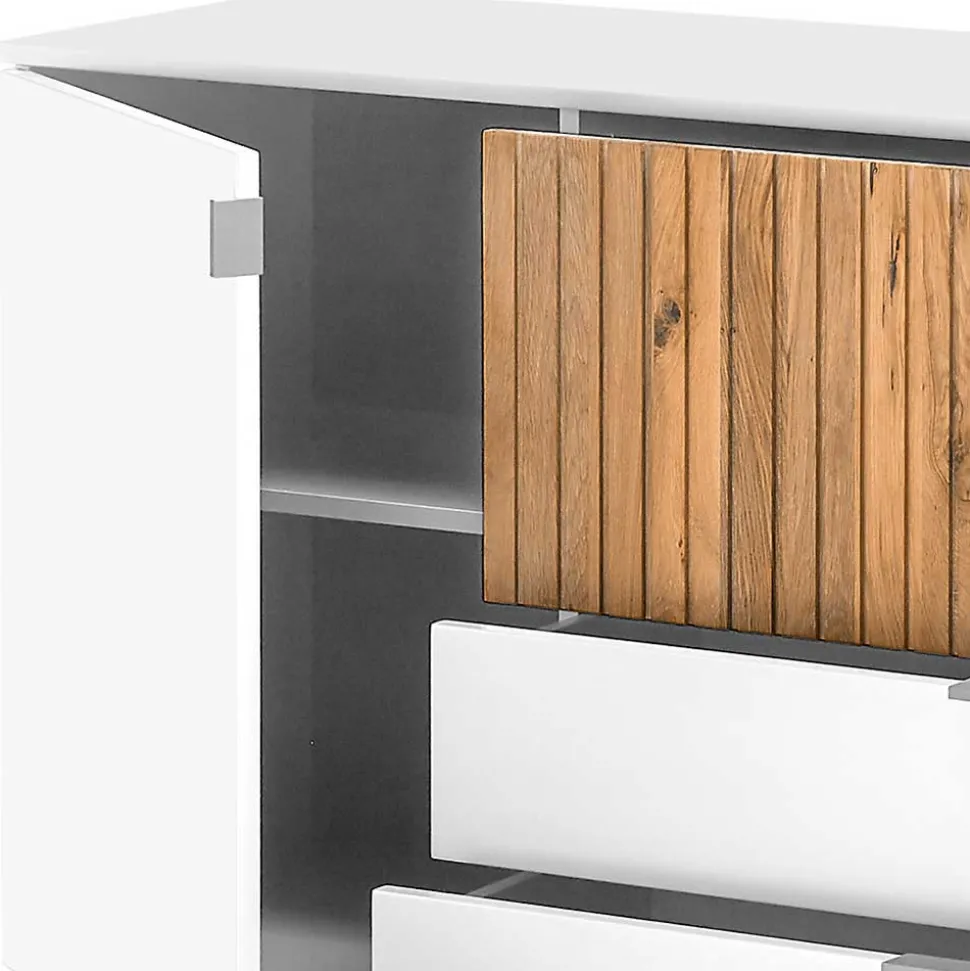 Design-Sideboard in Weiß mit Eiche Bianco - Miloris