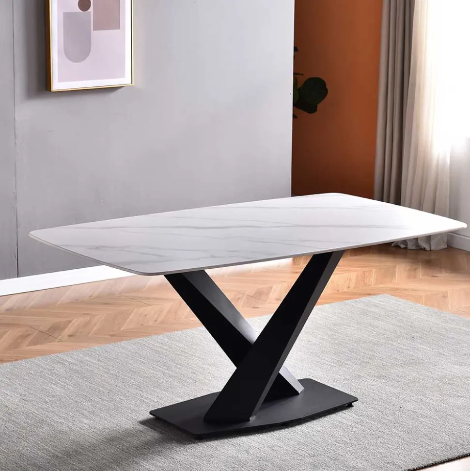 Designtisch aus Sinterstein Marmor Weiß - Jonathan