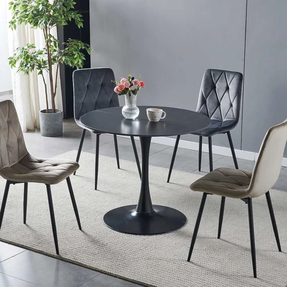 Designtisch aus Sinterstein mit Trompetenfuß - Memphis