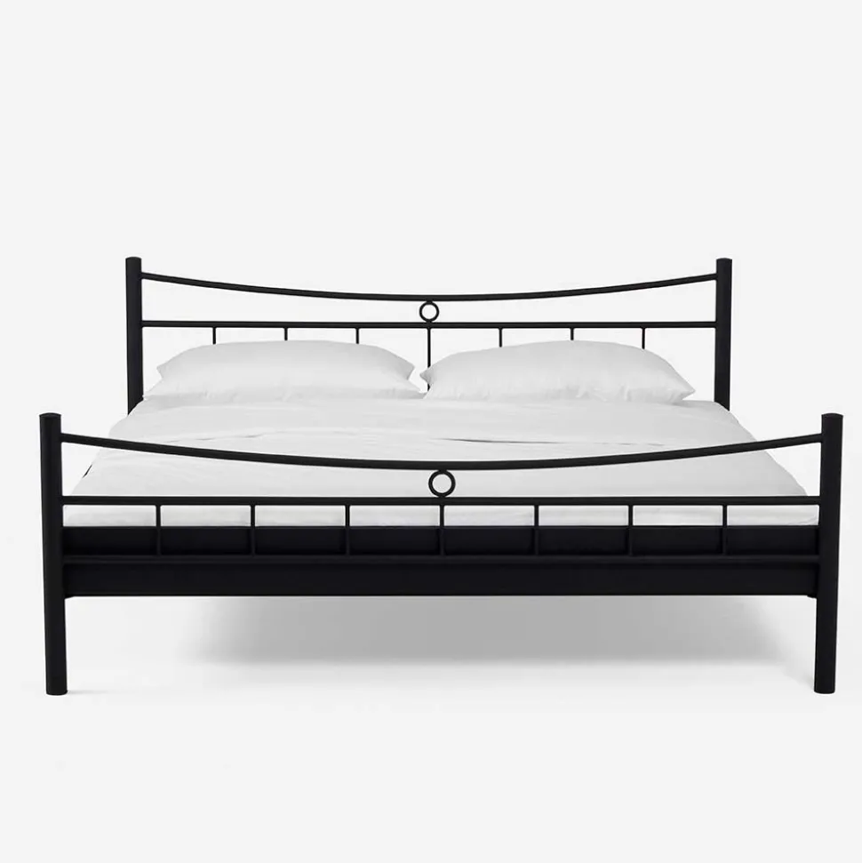 Doppelbett Carlovac aus schwarzem Metall (dreiteilig)